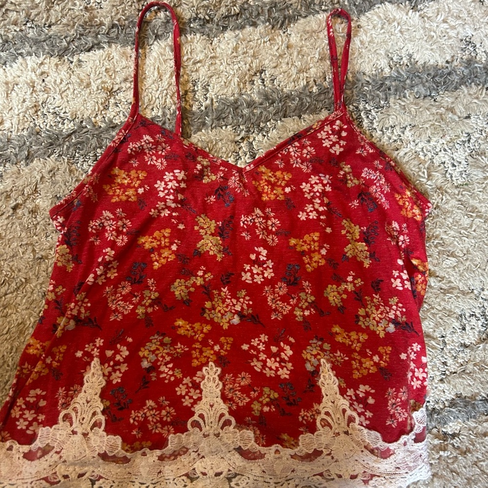 Jolt Red Embellished Crop Camisole